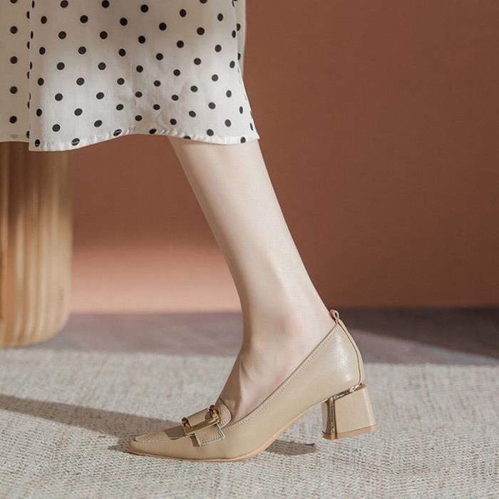 Escarpins à Talon Carré 6cm - Bout Carré Sandale été Femme Tailles 33-45