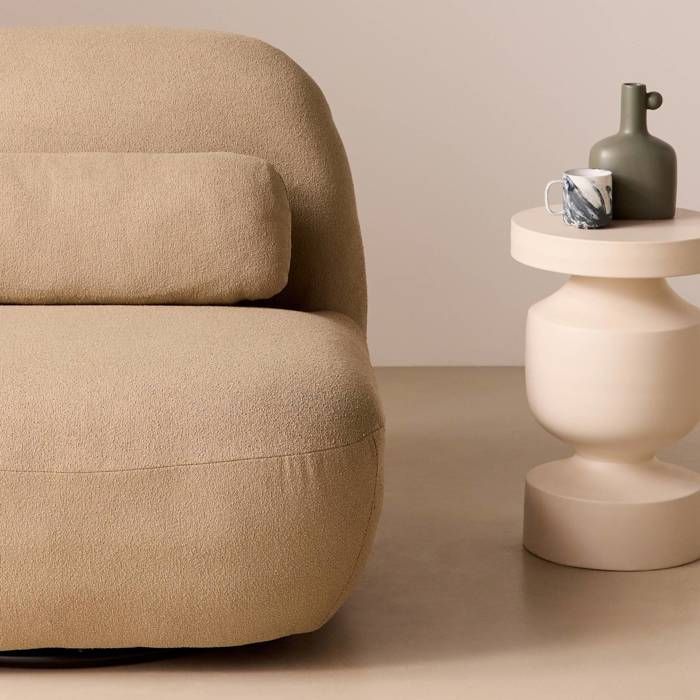 Fauteuil Pivotant 360° Spino - Bouclette Texturée Gris Souris - Piétement Métal Noir Mat - Coin Lecture & Détente