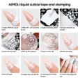 AIMEILI Nail Art Stamping Templates Kit d'outils de manucure 5Pcs Nail Stamping Plates, 2 Stamper, 2 Scraper, 1 Latex Peel Off Tape-3