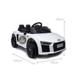 Voiture électrique pour enfant Audi R8 Spyder Blanc - Licence officielle Audi - Batterie 12v et télécommande-3