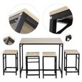 Ensemble table et chaises pour petit déjeuner de cuisine - QIAN - Chêne et noir - 100x60x87cm-3