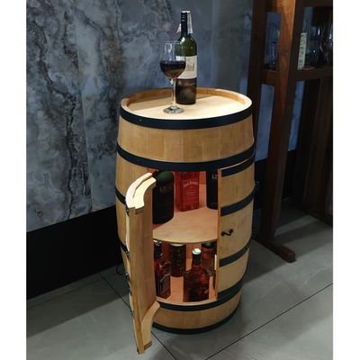 Baril à Vin Creative Cooper 80x50cm - Casier LED Intégré - Bois D'aulne Massif - Décoration Rustique