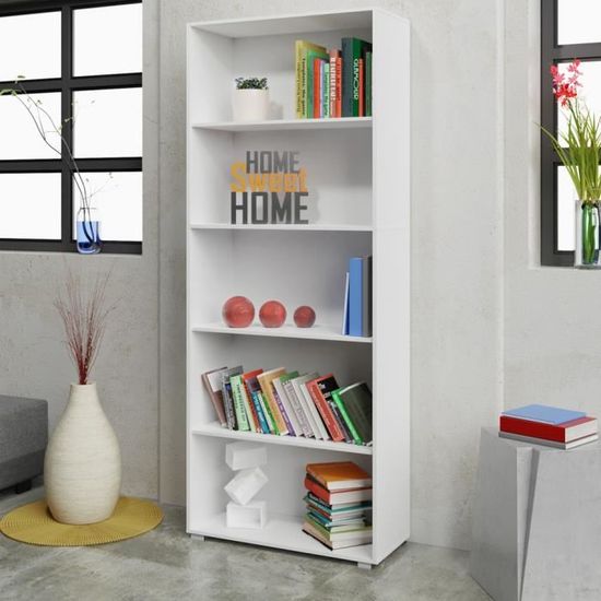 Etagere Bibliotheque Blanc 190 Cm Meuble De Rangement Vela 5