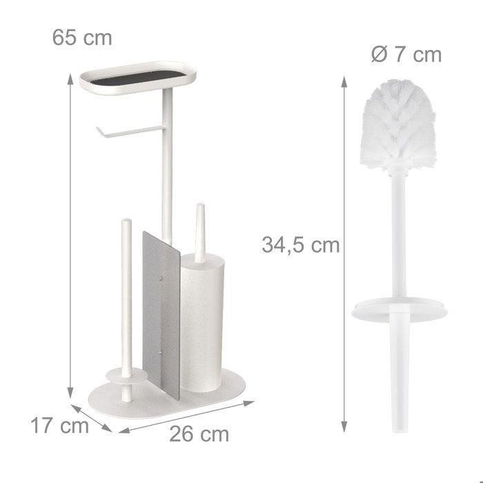 Relaxdays Serviteur WC Non Fixe - Porte-Papier Toilette Et Brosse Avec 2 Têtes De Rechange, Bambou Et Noir, 73,5 X 20 X 20 Cm Serviteur Wc Relaxdays