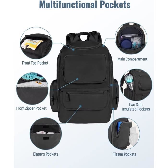 Mancro Sac langer avec poche isotherme sac dos langer avec