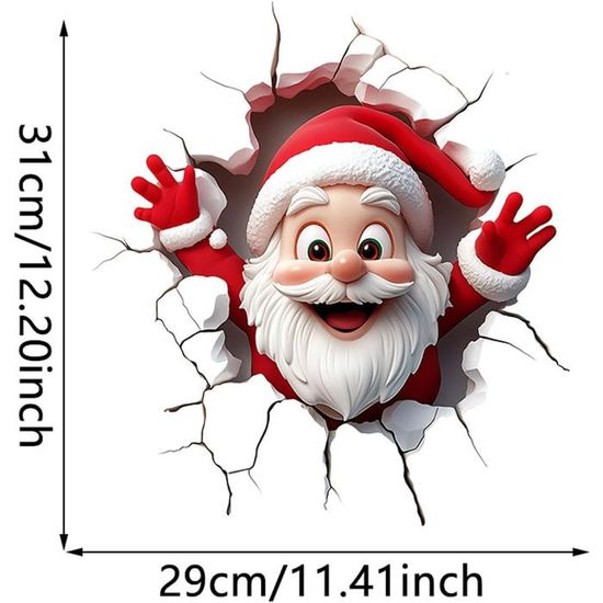 Stickers Muraux Amovibles De Noël - Père Noël, Bonhommes De Neige, Rennes, Pour Fenêtres Et Murs
