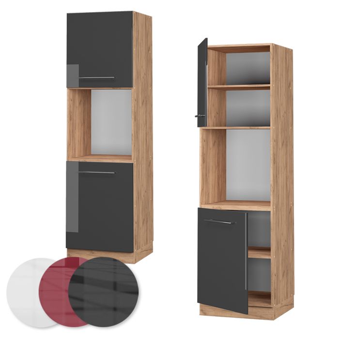 Meuble Pour Four Intégré Fame-Line 60 Cm - Chêne De Force Doré/Anthracite - À Monter Soi-même - 7