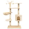 🍓1770Parfait - Arbre à chat avec griffoir - Centre d'Activités Arbre à chat Design Moderne en sisal 125 cm Beige-0