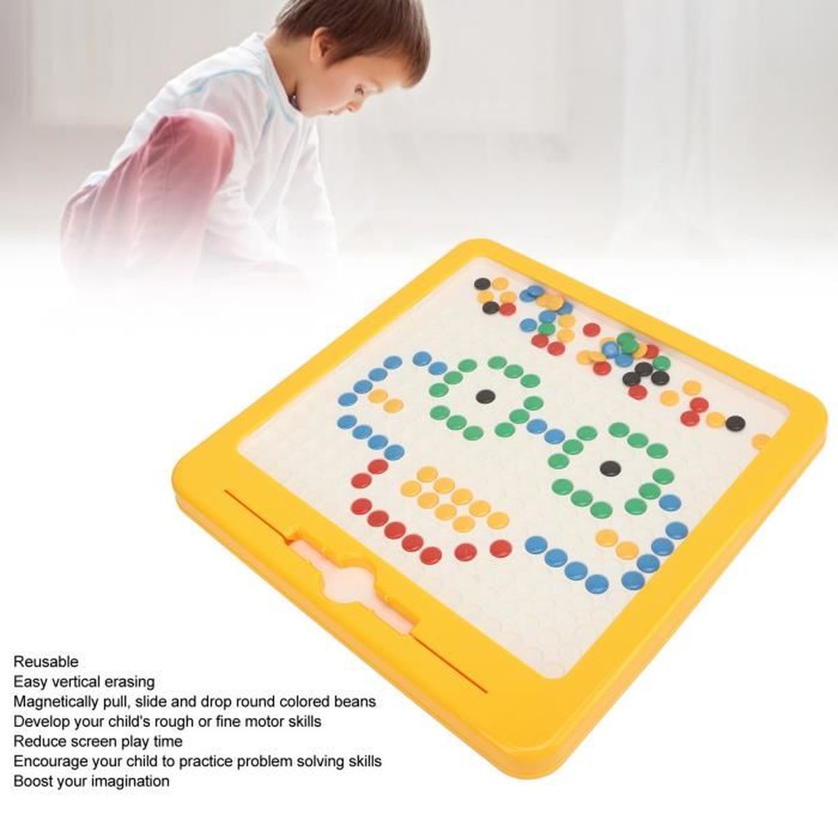 Tableau à Dessin Magnétique ANDAST – Avec Pieds, Gomme Coulissante, 4 Pieds Amovibles, Pour Enfant 1-3 Ans, éducatif