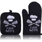 HANDEIU Gants de Cuisine,2pcs Gants et maniques Gants de Four résistants à la Chaleur Mitaines de Four Durable Supports de Casserole Hot
