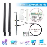 Kit de bureau AX210 - Kit de carte de bureau Wi Fi 6E Intel AX210 M.2, 3000Mbps, 2.4G, 5G, 6 mesurz, Stérilis