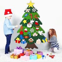 95cm Feutrine Sapin de Noël DIY avec Ornements Cadeaux De Noël pour enfants Décoration Porte/Murale à Suspendre Décor