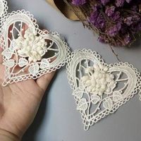 Tissus,10 pièces en coton cœur bordure dentelle fleur en dentelle brodée ruban, fournitures de couture faites à la - Type Ivory