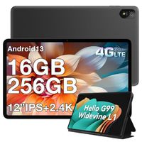 Blackview Tab 18 Tablette Tactile 12" 2.4K 16Go + 256 Go G99 7680mAh 16MP Android 13 Dual SIM 4G Tablette PC GPS - Noir