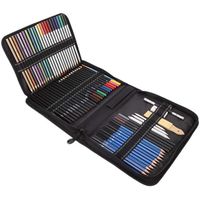 72pcs Crayons de couleur Dessin et Croquis Kit , Inclus colorées, aquarelle, dessin, Charbon de bois et métallique