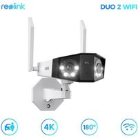 Reolink 4K UHD Caméra de sécurité extérieur WiFi 5 GHz - 180°Vue Double Objectif - Détection,Vision Nocturne en couleur - Duo 2 WiFi
