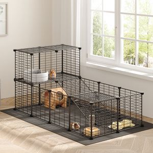 CAGE HOOBRO Clôture pour Animaux domestiques avec Tapis imperméable, 24 Panneaux Enclos pour Petits Animaux, Cage