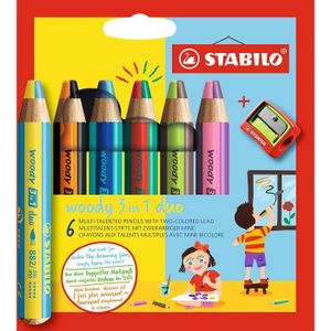CRAYON DE COULEUR Crayon de couleur - woody 3in1 duo - Etui carton x 6 crayons à mine bicolore + [196]