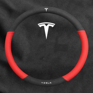 Housse De Volant Tesla Pour Tesla Modèle 3 Modèle Y Modèle S Noir Rouge En  Cuir De Fiber De Carbone Volant Sport Anti Fourrure Du 9,81 €