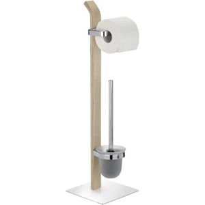 WOOHSE Porte-Papier Toilette sur Pied et Brosse WC D/érouleur de Papier Support de Brosse de Toilette Noir Antirouille avec Base Stable Accessoire pour Salle de Bain Combin/é de Toilette en Acier Mat