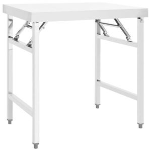 PLAN DE TRAVAIL HEN - Table de travail pliable de cuisine 85x60x80cm Acier inoxydable