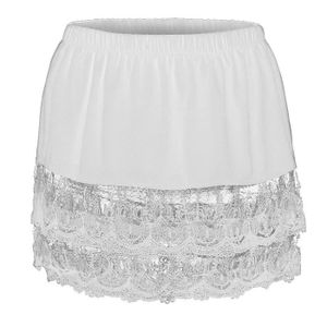 JUPE lukcolor Jupe mi-longue en dentelle transparente à plusieurs niveaux pour femme 1PC jupe Blanc