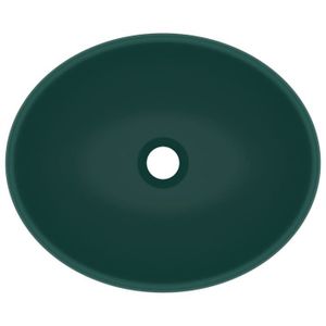LAVABO - VASQUE Lavabo ovale de luxe Vert foncé mat 40x33 cm Céramique - ZERODIS - RE388