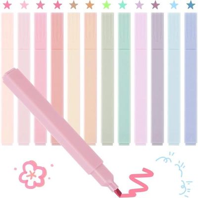 12 Surligneurs Pastel KOLZEMV - Marqueurs Doux Sans Saignement Pour Étude Et Organisation