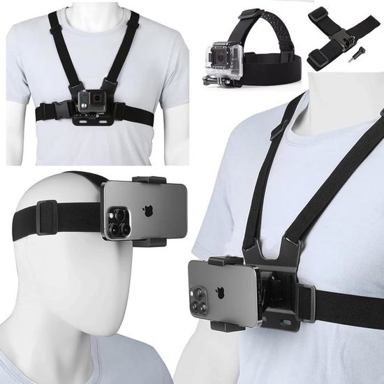 Kit De Supports Pour Caméra D'action - 6 Pièces : Sangle Tête, Poitrine, Supports Réglables