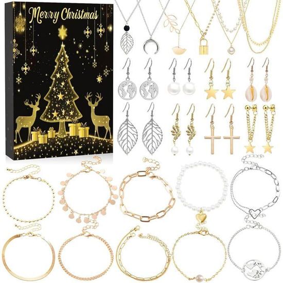 Calendrier De L’Avent Bijoux 2025 – 24 Surprises – Perles, Bracelets, Colliers – DIY Créatif Pour Filles