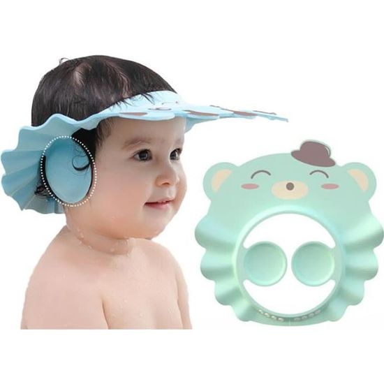 Casquette De Douche Bébé FUNUPUP - Visière De Bain Réglable Avec Gobelet De Rincage, Couronne Rose