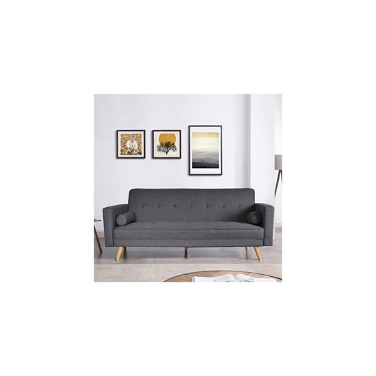 Canape Convertible Inari Gris Achat Vente Canape Sofa Divan Cdiscount
