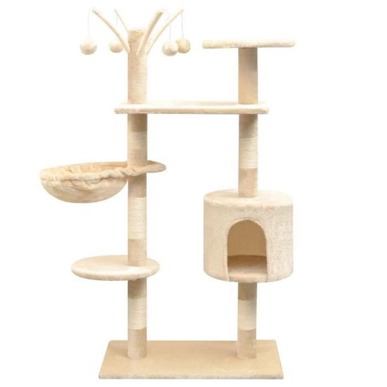 🍓1770Parfait - Arbre à chat avec griffoir - Centre d'Activités Arbre à chat Design Moderne en sisal 125 cm Beige