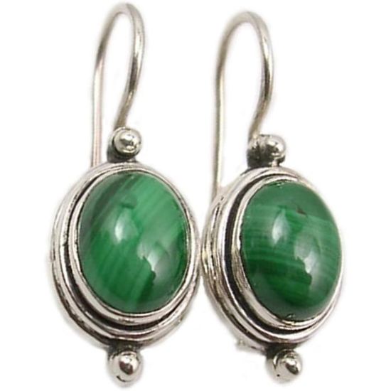 Boucles D'Oreilles Pierre Boule En Turquoise Et Argent 925