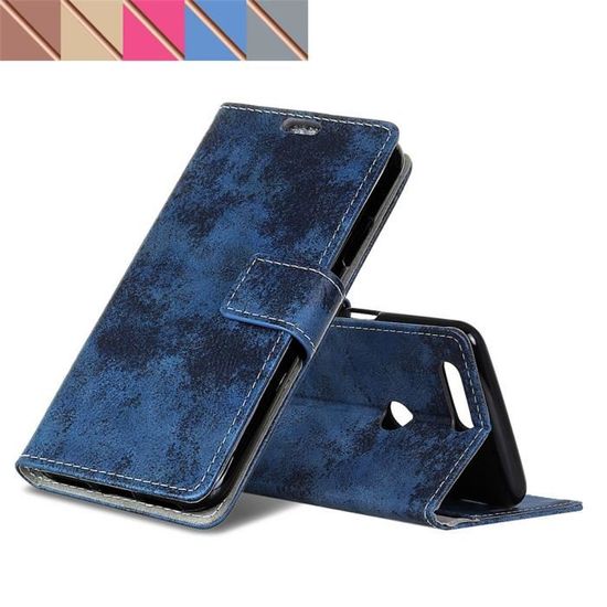 Coque Honor View 20 Folio Bleu Retro Housse Pochette a Rabat Etui en cuir pour Huawei Honor View 20 6.4 pouces Cdiscount Telephonie