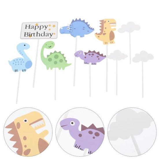 Décorations Gâteau Dinosaure – 4 Dinos, 2 Palmiers, 1 Volcan, Pour Thème Anniversaire Enfant - 4