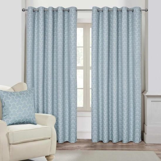 Rideaux Géométriques 135x245 Cm - 2 Panneaux, Motif Rouge Gris Noir | Tissu Occultant, Œillets, Pour Chambre, Salon, Bureau - 100% Polyester