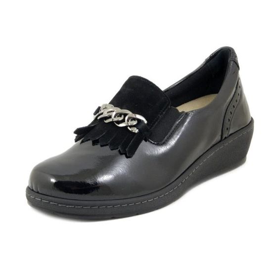 Mocassin Femme CINZIA SOFT Cuir Brillant Noir Semelle