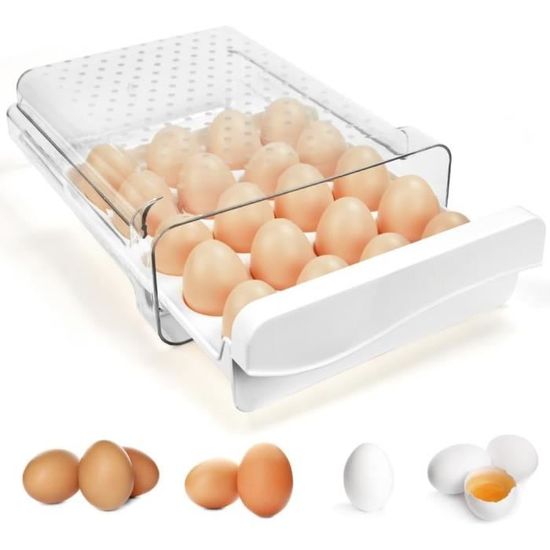 Boîte à œufs Automatique Z4-1 Egg Roller - Rangement Frigo Rotatif En Plastique Blanc