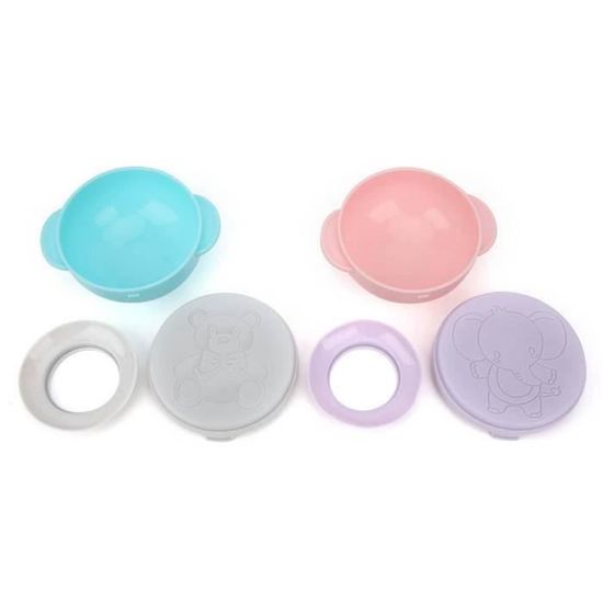Bol à Aspiration Bébé Avec Ventouse - Set Silicone Détachable Avec Cuillère, Fourchette, Paille - Anti-déversement, Facile à Nettoyer