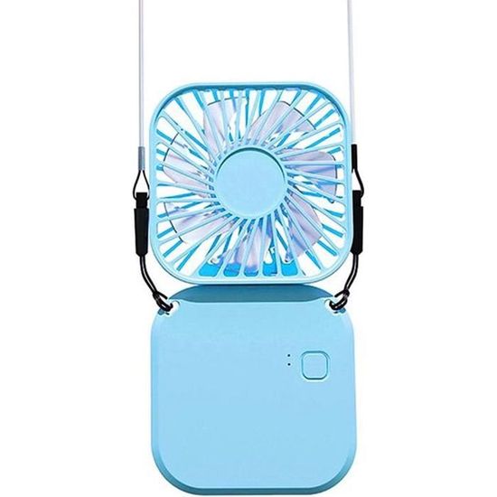 Ventilateur De Bureau Portable USB/Piles - 3 Vitesses, Compact - Pour Maison, Bureau, Voyage, Camping - Bleu - 3