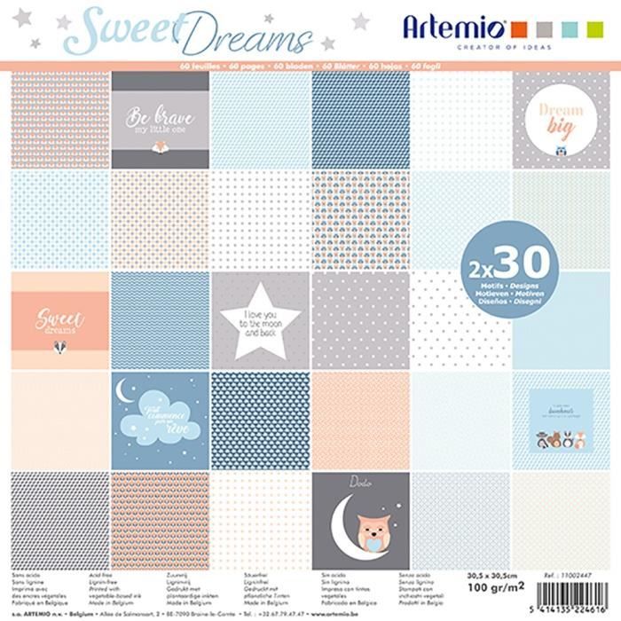 Bloc de 60 feuilles de papier scrapbooking 30x30 cm " Sweet Dreams" d'Artemio