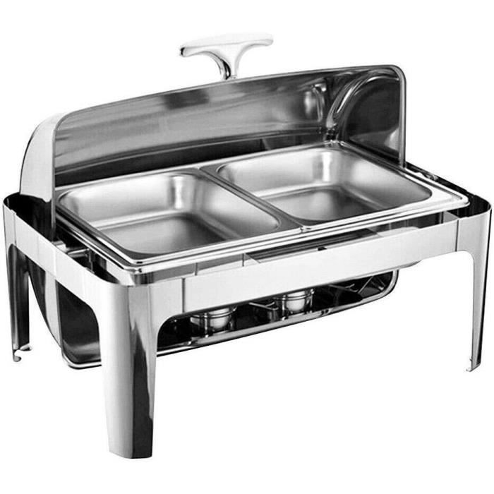 Chafing Dish Chauffe-Plat en Acier Inoxydable 9 litres Plat-réchaud Set Professionnel Buffets Chauffants pour Restaurant, Bar, Rende