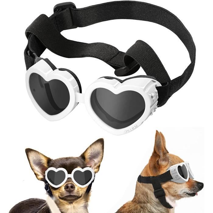 Lunettes Pour Chien En Forme De Cœur, Lunettes Coupe-vent De Protection UV Pour Petits Et Moyens Chiens, Blanc