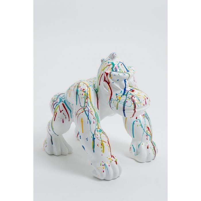 Statue singe gorille mini donkey kong taille S design splash blanc - LIKASI - 36cm -