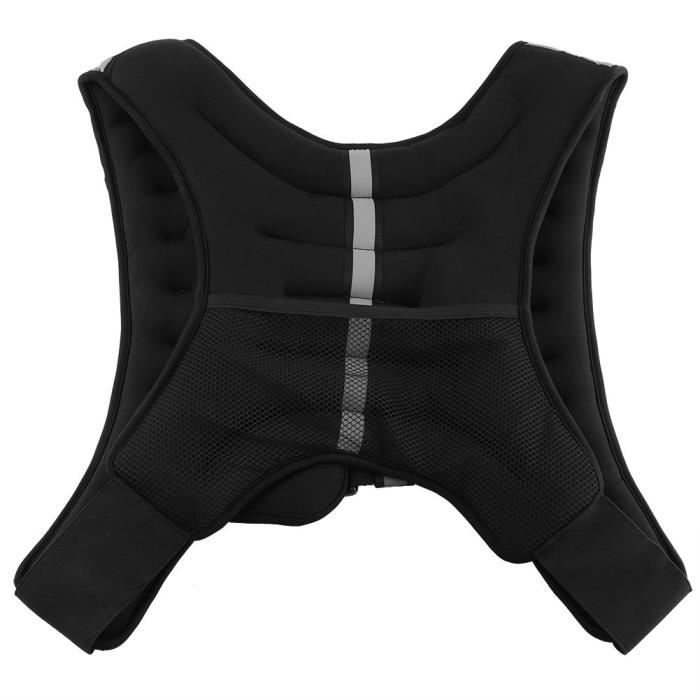 Gilet lesté de musculation de 10 KG poids d'exercice ajustable - Noir