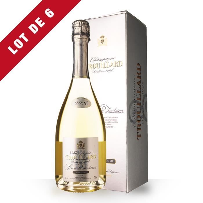 6X Trouillard Cuvée du Fondateur 2008 Brut 75cl - Etui - Champagne