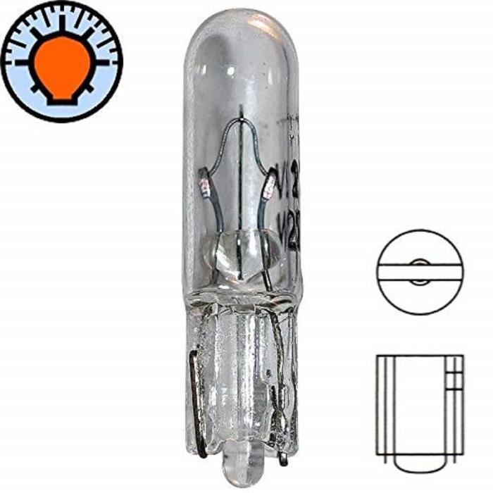 AMPOULE 6V 1.2W T5 W2x4.6D WEDGE VOITURE MOTO CAMION TEMOIN TABLEAU DE BORD PLAFONNIER COMPTEUR ALLUME CIGARE CENDRIER VERRE