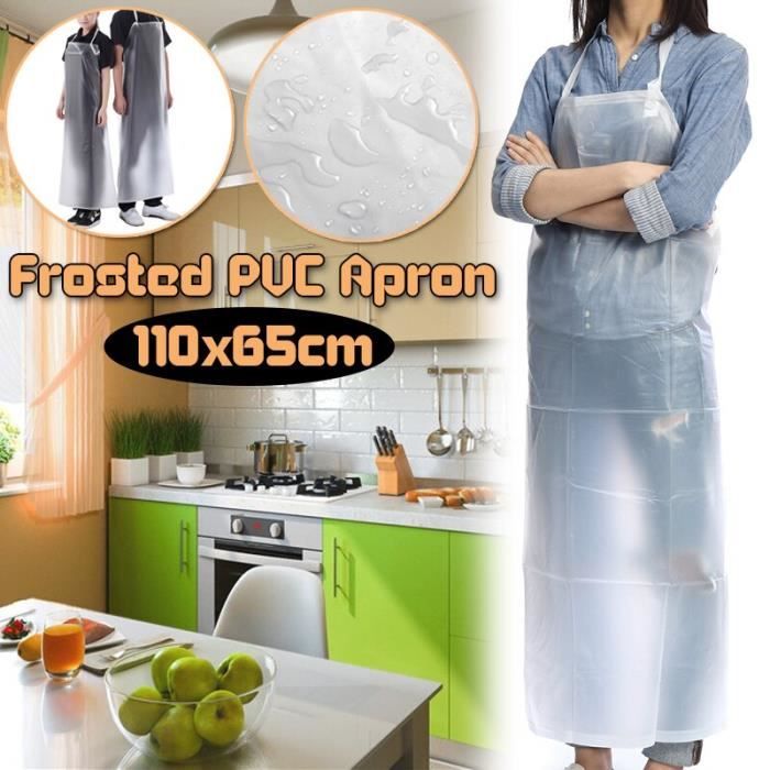 Tablier de Chef en PVC 110x65cm Tablier en plastique Transparent et étanche à l'huile, protection contre l'huile et l'acide et les