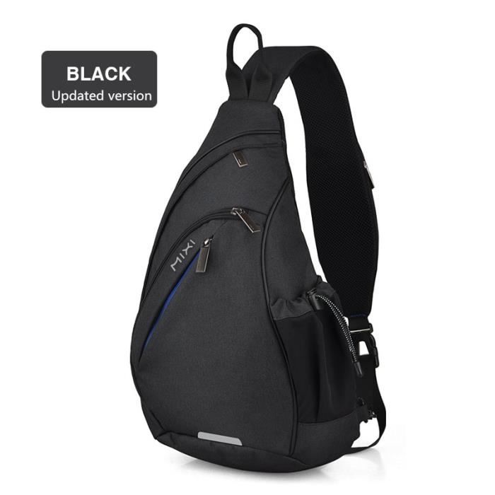 Sac à Dos,Mixi hommes sac à dos à bandoulière un sac à bandoulière garçons étudiant sac d'école - Type Black-17 pouces